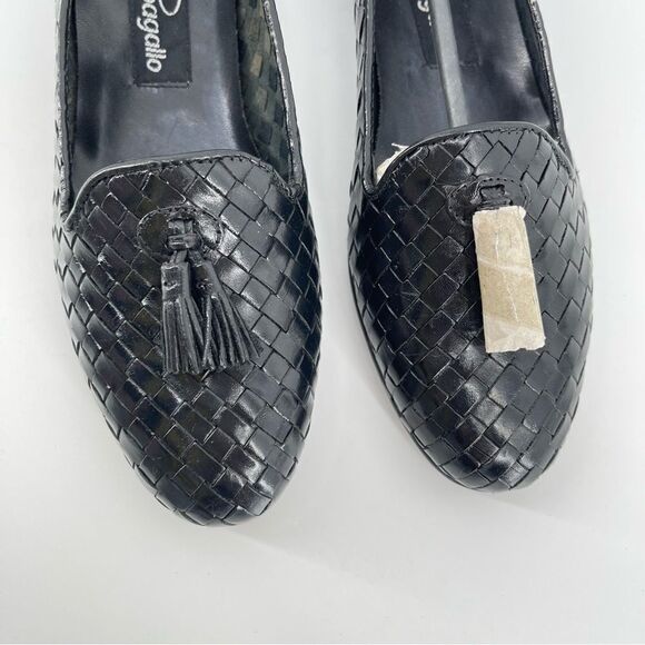 Vintage Pappagallo Women’s Black Woven Leather Tassel Fringe Loafers Size 6.5 - Picture 5 of 17